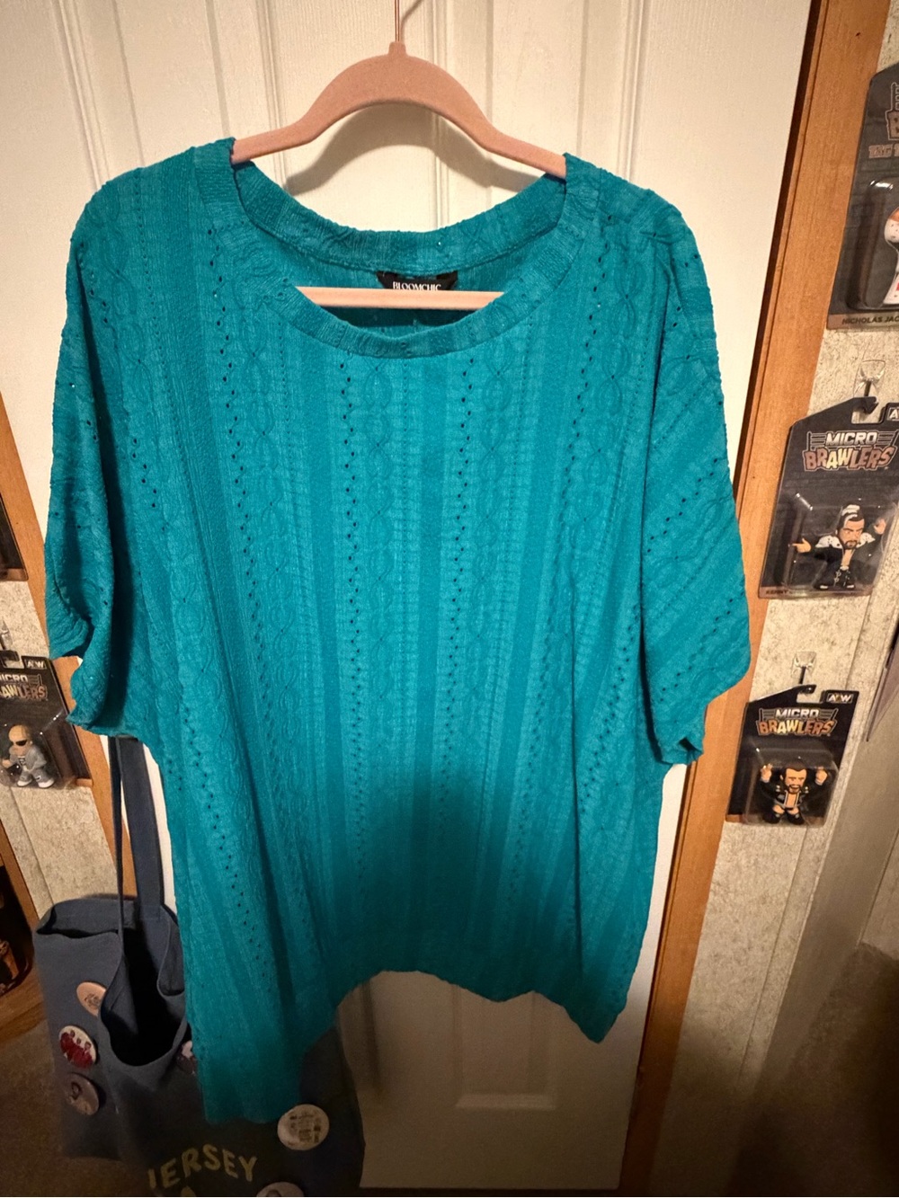 Teal Bloomchic Knit Short-Sleeve Top - Classic Casual Style size 26W